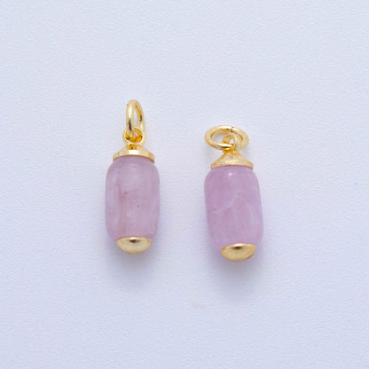 18K  Gold Filled Oblong Gemstone Mini Charm | AF394 - AF402