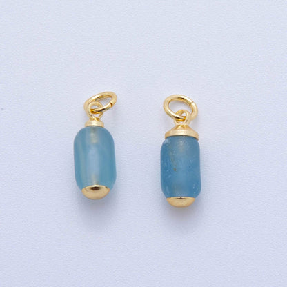 18K  Gold Filled Oblong Gemstone Mini Charm | AF394 - AF402