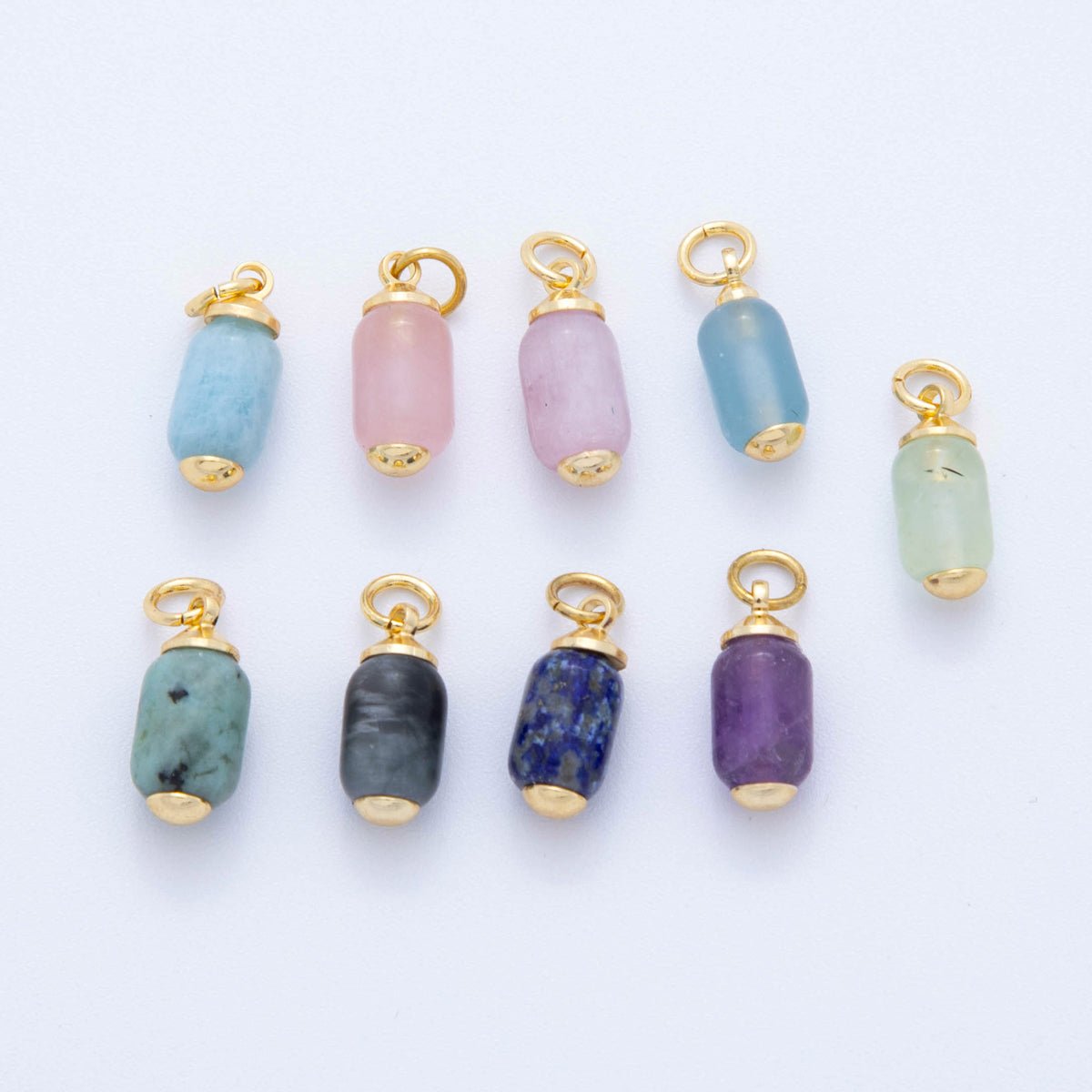 18K  Gold Filled Oblong Gemstone Mini Charm | AF394 - AF402