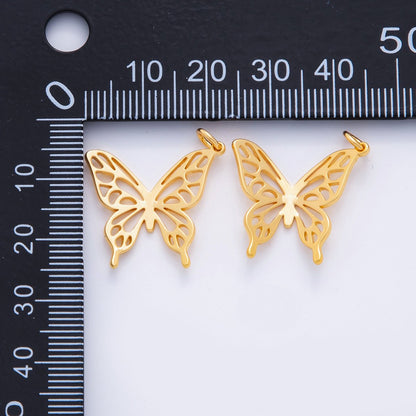18K Gold Filled Open Artisan Butterfly Minimalist Charm | M590