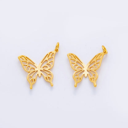 18K Gold Filled Open Artisan Butterfly Minimalist Charm | M590