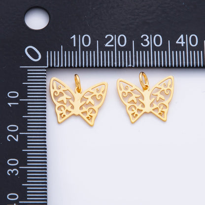 18K Gold Filled Open Leaf Butterfly Insect Mini Charm | M494