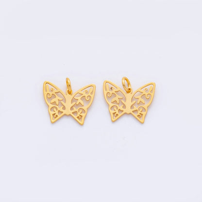 18K Gold Filled Open Leaf Butterfly Insect Mini Charm | M494