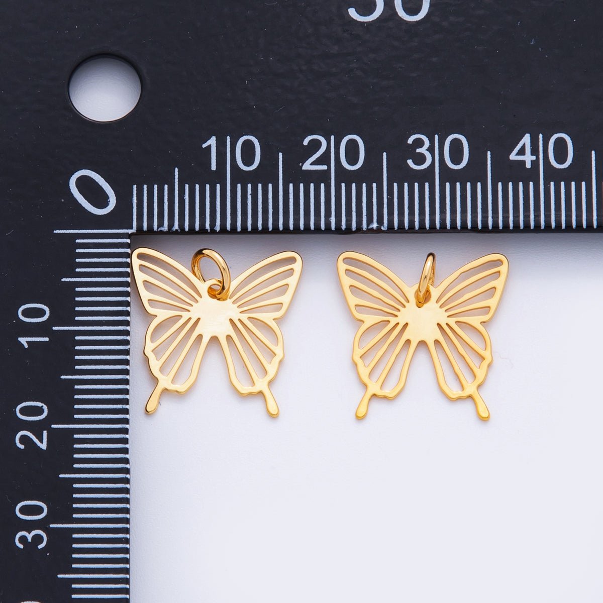 18K Gold Filled Open Sunburst Mariposa Butterfly Mini Charm | M543