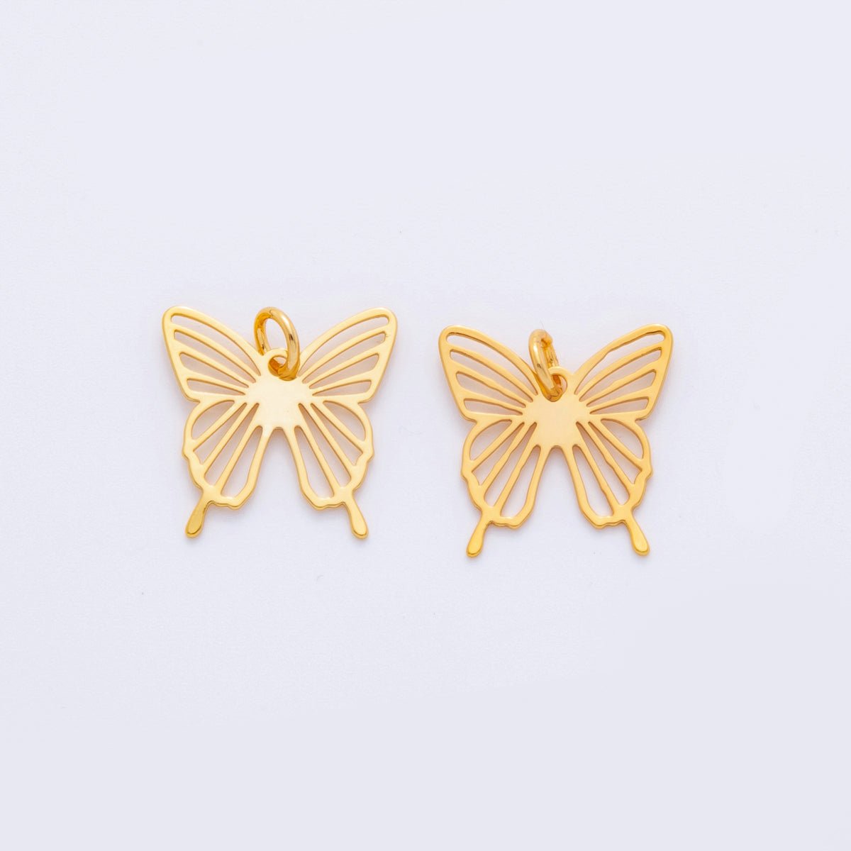 18K Gold Filled Open Sunburst Mariposa Butterfly Mini Charm | M543