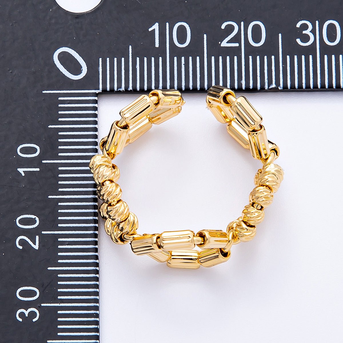 18K Gold Filled Open Textured Geometric Hexagon Ring | Rings-00053