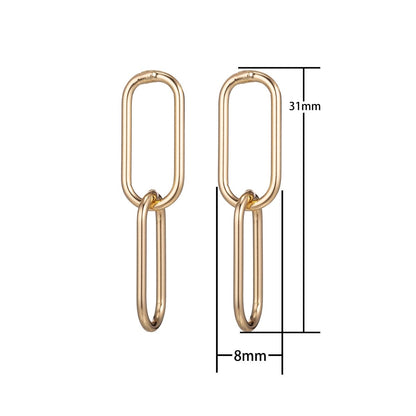18k Gold Filled OR White Gold Linked Earrings, DIY Chained Earrings, Stud Earring Posts Earring Supplies Finding Jewelry Making Supply K-016