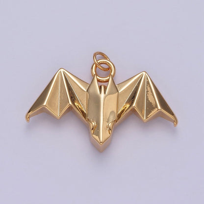 18K Gold Filled Origami Bat Halloween Nocturnal Animal Charm | X-080