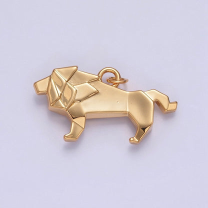 OS 18K Gold Filled Origami Lion Wild Safari Jungle Animal Charm | X-078