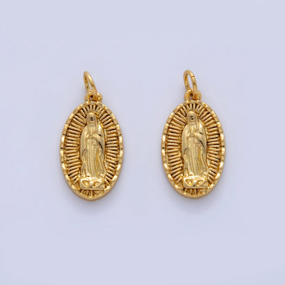 18K Gold Filled Our Lady Guadalupe Mother Mary Oval Charm | AF326