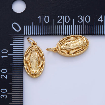 18K Gold Filled Our Lady Guadalupe Mother Mary Oval Charm | AF326