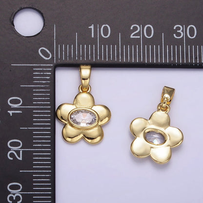 18K Gold Filled Oval CZ Chubby Daisy Flower Petal | AH148