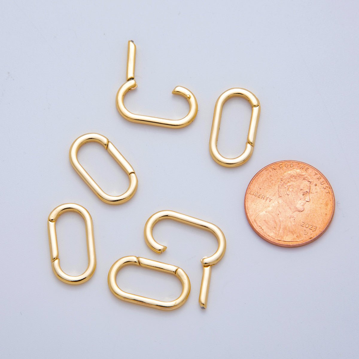 18K Gold Filled Oval Paperclip Oblong Shaped Snap Clasp Spring Gate Closure Findings | ZA1220