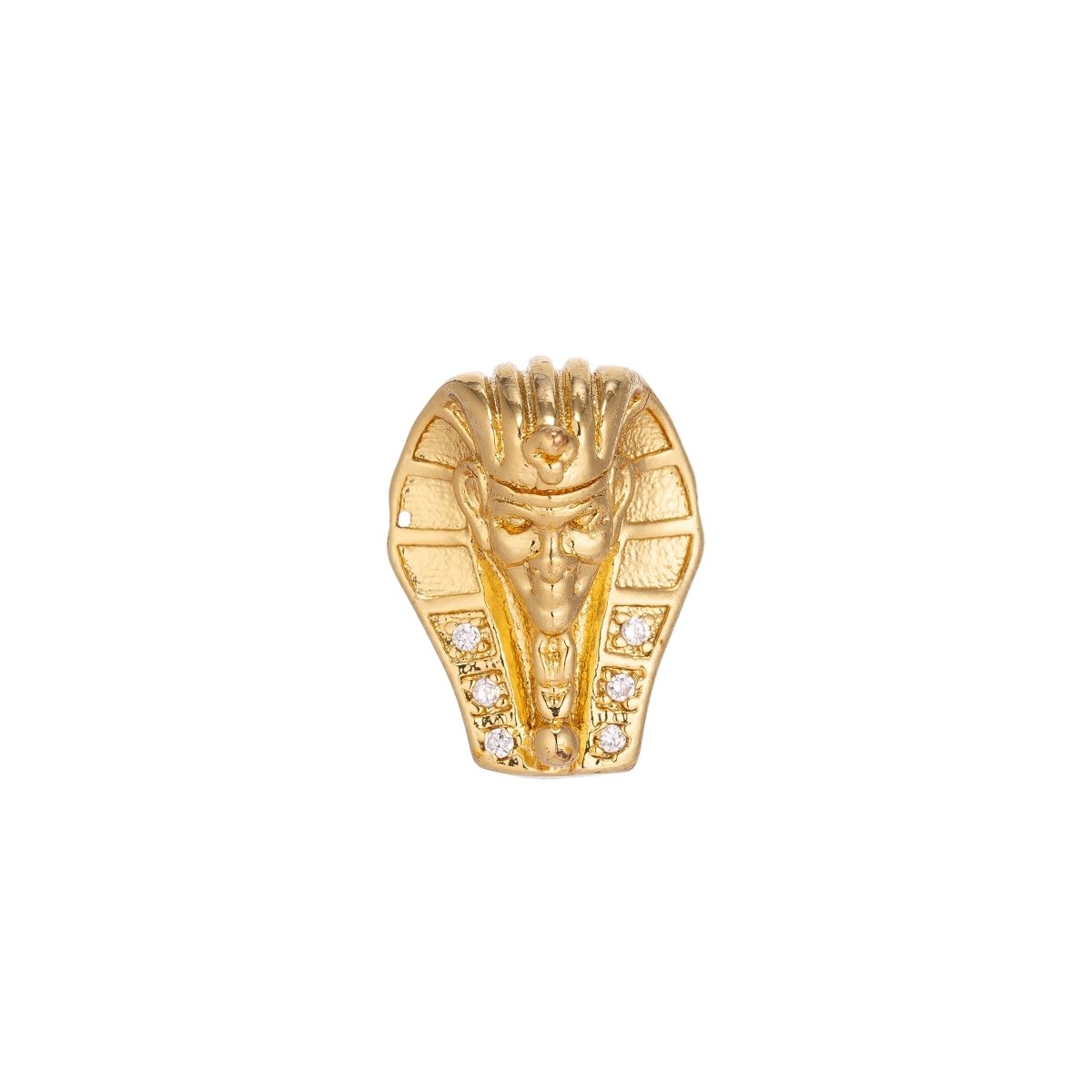 18K Gold Filled Pharaoh Head Egyptian King Cubic Zirconia Bracelet Bead Charm Micro Pave Bead Spacer CenterPiece beaded bracelet, B-163