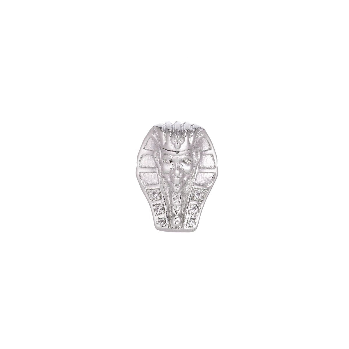 18K Gold Filled Pharaoh Head Egyptian King Cubic Zirconia Bracelet Bead Charm Micro Pave Bead Spacer CenterPiece beaded bracelet, B-163