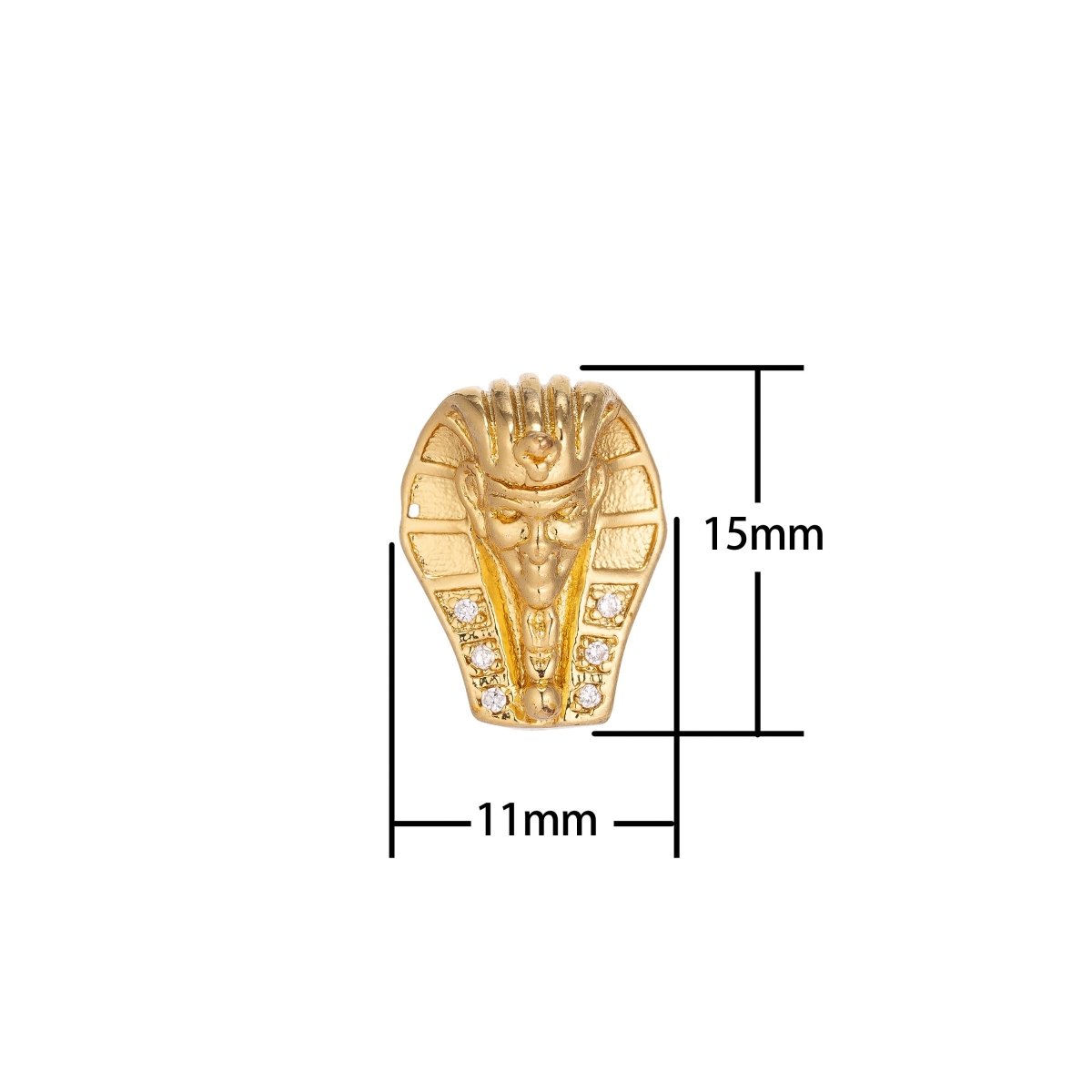 18K Gold Filled Pharaoh Head Egyptian King Cubic Zirconia Bracelet Bead Charm Micro Pave Bead Spacer CenterPiece beaded bracelet, B-163