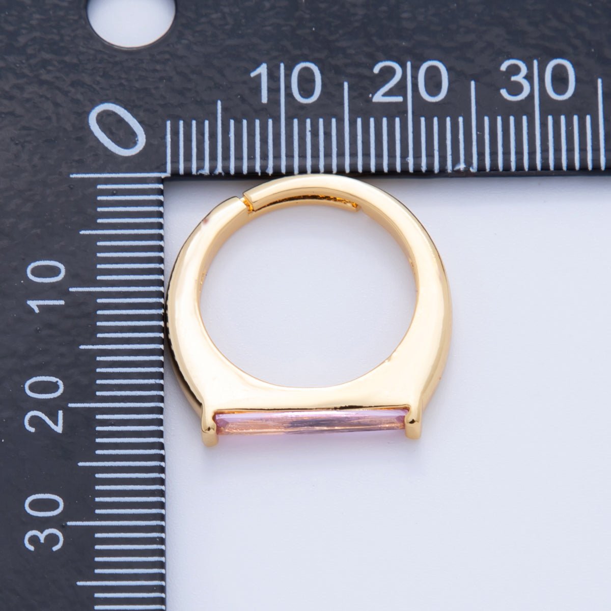 18K Gold Filled Pink Baguette Thin Signet Ring | O1741