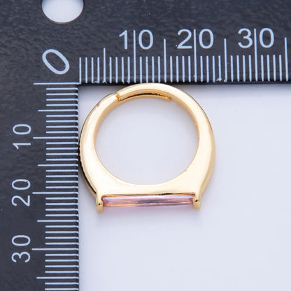 18K Gold Filled Pink Baguette Thin Signet Ring | O1741