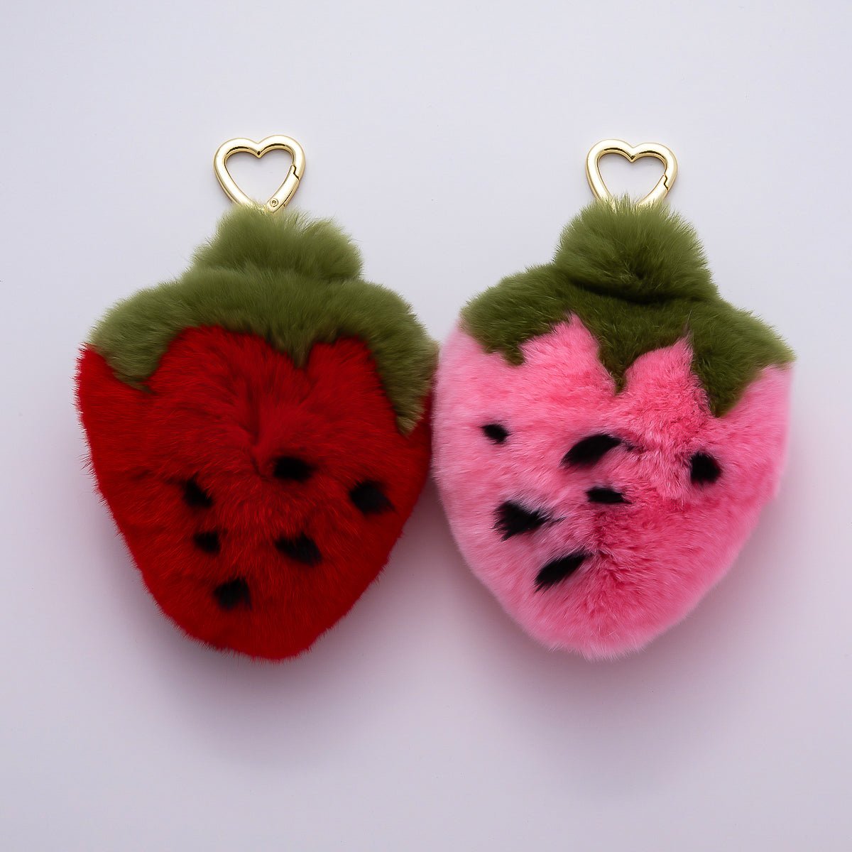 18K Gold Filled Pink, Red Sweet Strawberry Fruit Push Gate Keychain | WB-00328 WB-00329
