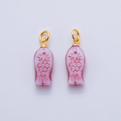 18K Gold Filled Pink Scaled Fish Mini Charm | W145