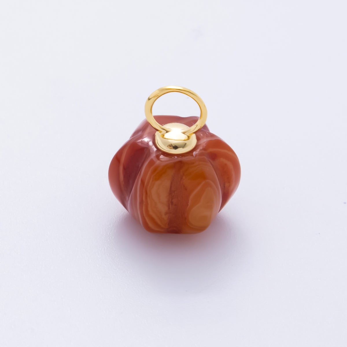 18K Gold Filled Pumpkin Quartz, Ruffle, Carnelian Gemstone Charm | AH-836 - AH-838