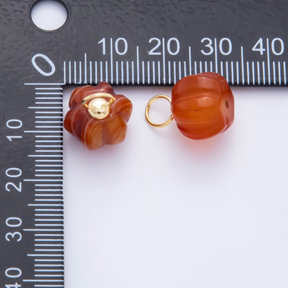 18K Gold Filled Pumpkin Quartz, Ruffle, Carnelian Gemstone Charm | AH-836 - AH-838