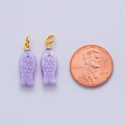 18K Gold Filled Purple Scaled Fish Mini Charm | M392