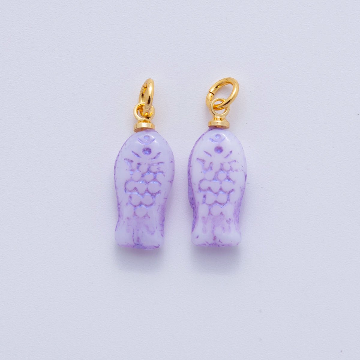 18K Gold Filled Purple Scaled Fish Mini Charm | M392