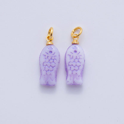 18K Gold Filled Purple Scaled Fish Mini Charm | M392