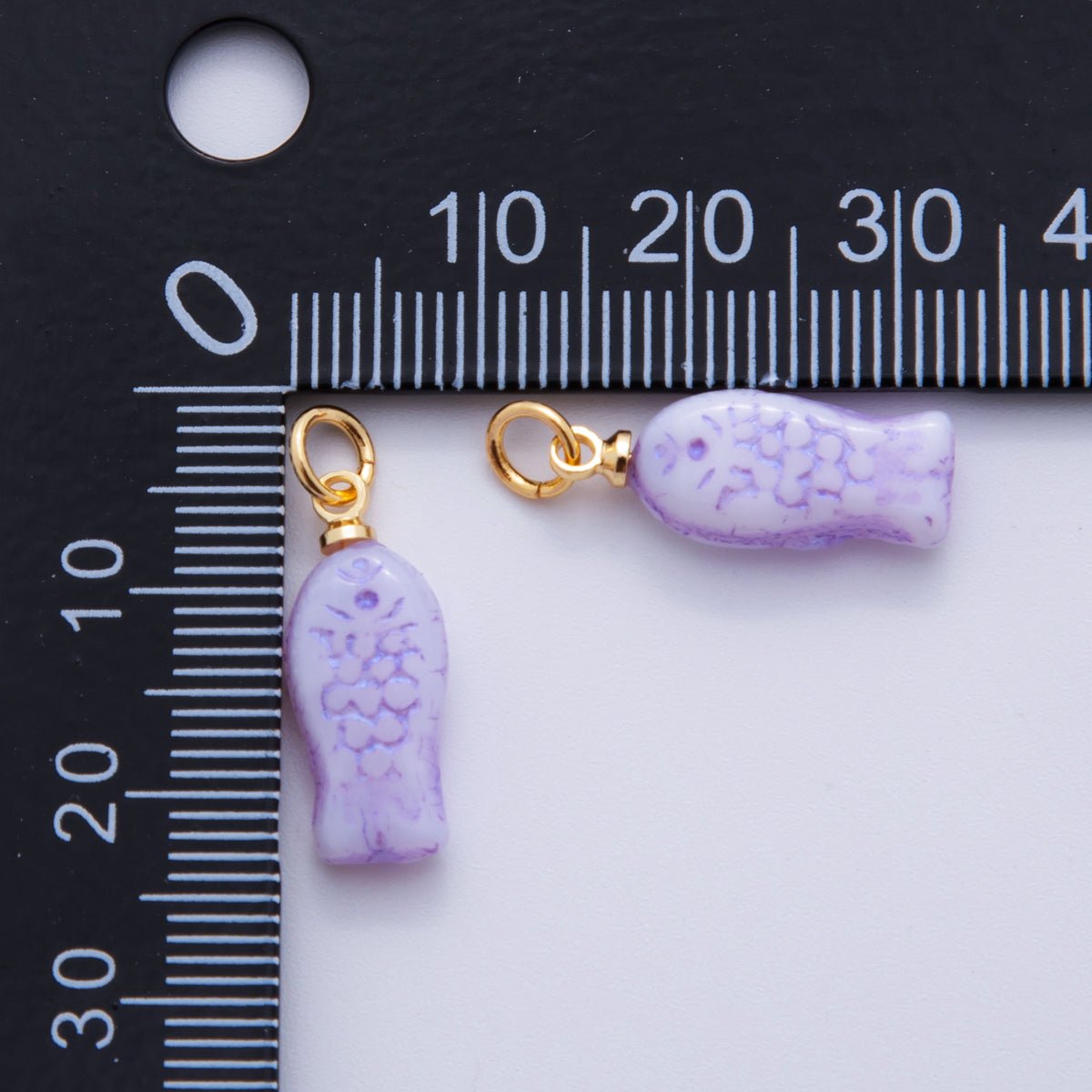 18K Gold Filled Purple Scaled Fish Mini Charm | M392