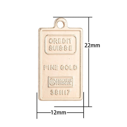 18K Gold Filled Queen Elizabeth Fine Bar Tag Charm C-001