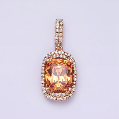 18K Gold Filled Red, Purple, Pink, Peach CZ Micro Paved Lined Pendant | AA515 - AA518