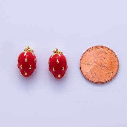 18K Gold Filled Red Strawberry Fruit Charm | AF311