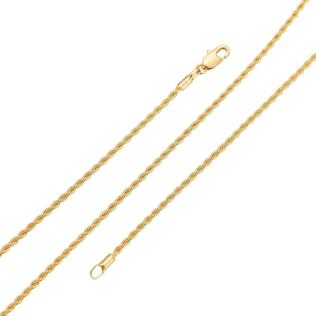 24K Gold Filled Rope Chain Necklace, 23.5 inch Rope Finished Necklace For Jewelry Making, Dainty 2.3mm Width Rope Necklace w/ Lobster Clasps | CN-072