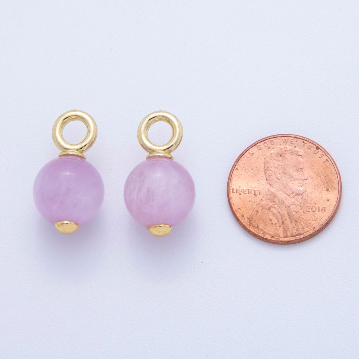 18K Gold Filled Round Gemstone Drop Pendant | AF376 - AF380