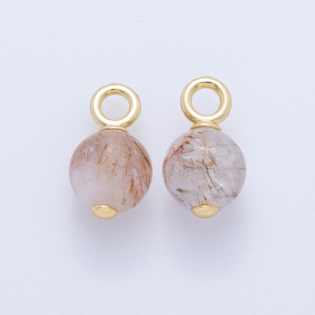 18K Gold Filled Round Gemstone Drop Pendant | AF376 - AF380