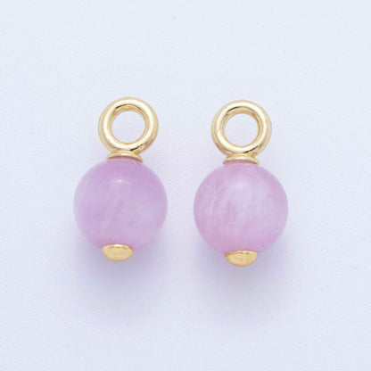 18K Gold Filled Round Gemstone Drop Pendant | AF376 - AF380