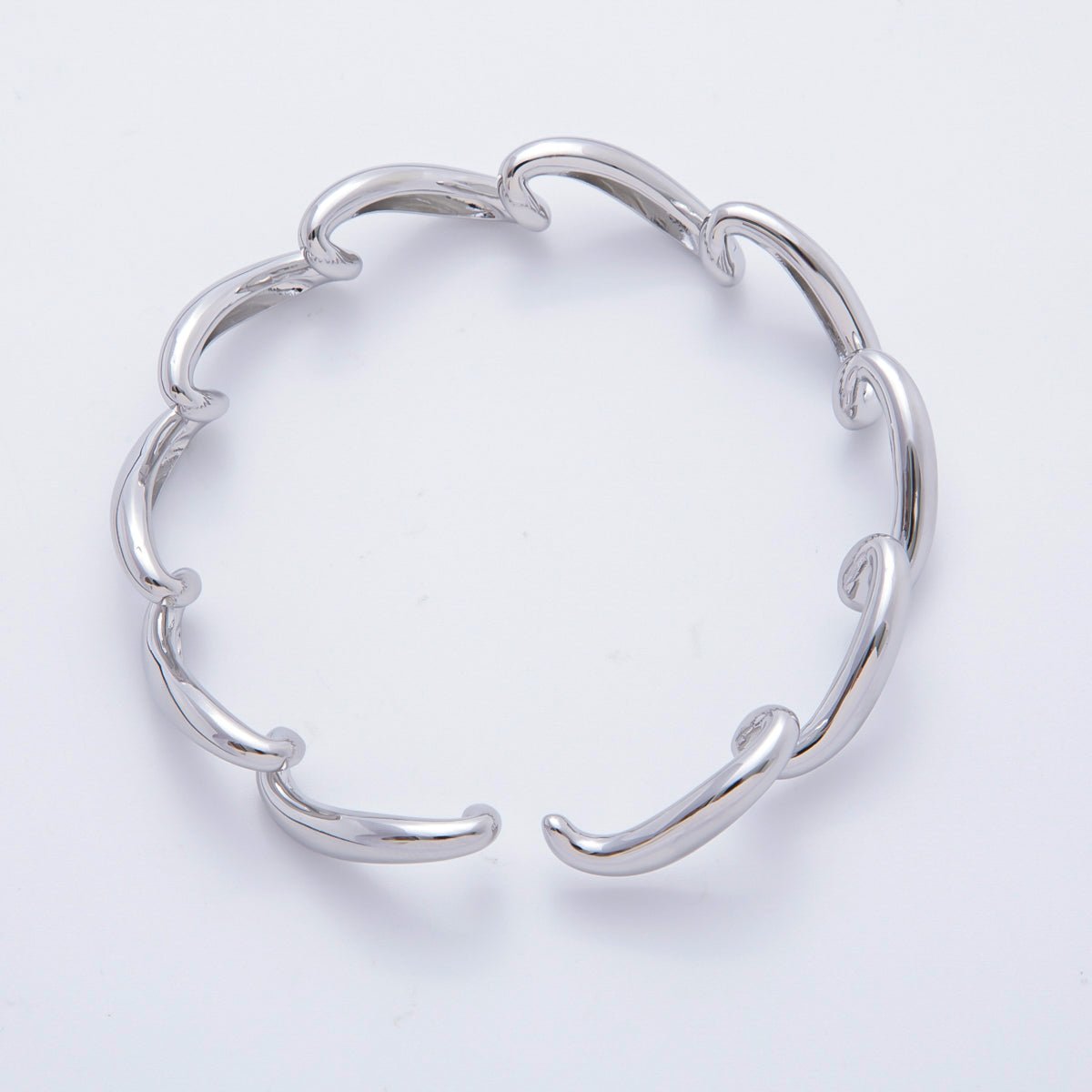 18K Gold Filled Sculptural Abstract Wave Cuff Bracelet in Gold &amp; Silver | WA-03461 WA-03462