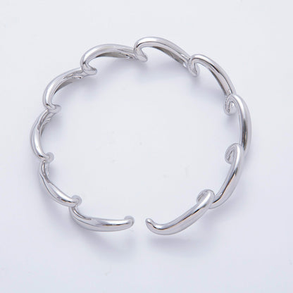 18K Gold Filled Sculptural Abstract Wave Cuff Bracelet in Gold &amp; Silver | WA-03461 WA-03462