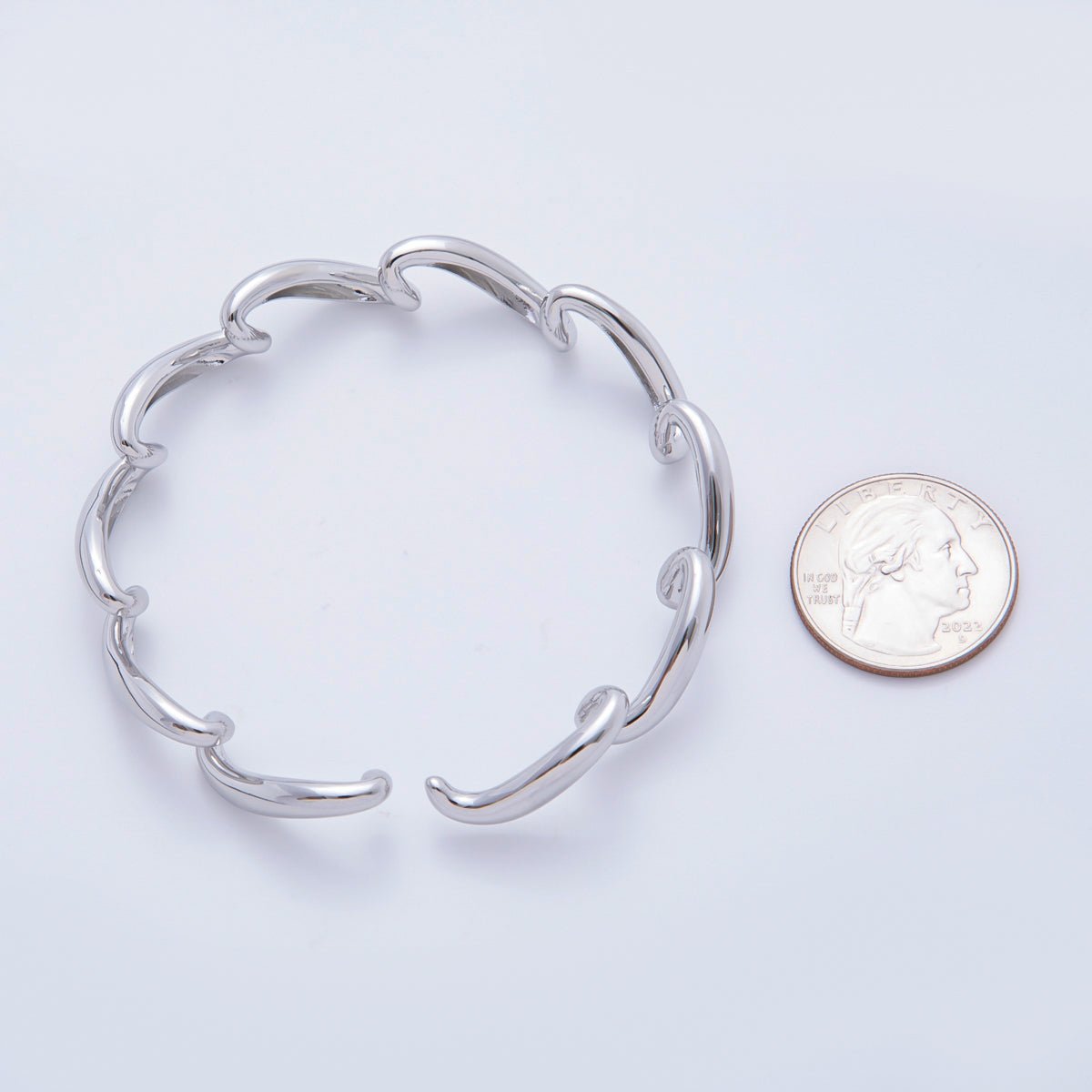 18K Gold Filled Sculptural Abstract Wave Cuff Bracelet in Gold &amp; Silver | WA-03461 WA-03462
