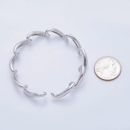 18K Gold Filled Sculptural Abstract Wave Cuff Bracelet in Gold &amp; Silver | WA-03461 WA-03462