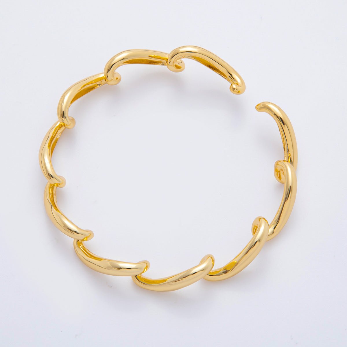 18K Gold Filled Sculptural Abstract Wave Cuff Bracelet in Gold &amp; Silver | WA-03461 WA-03462