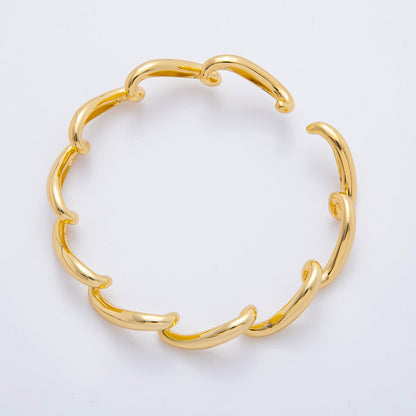 18K Gold Filled Sculptural Abstract Wave Cuff Bracelet in Gold &amp; Silver | WA-03461 WA-03462