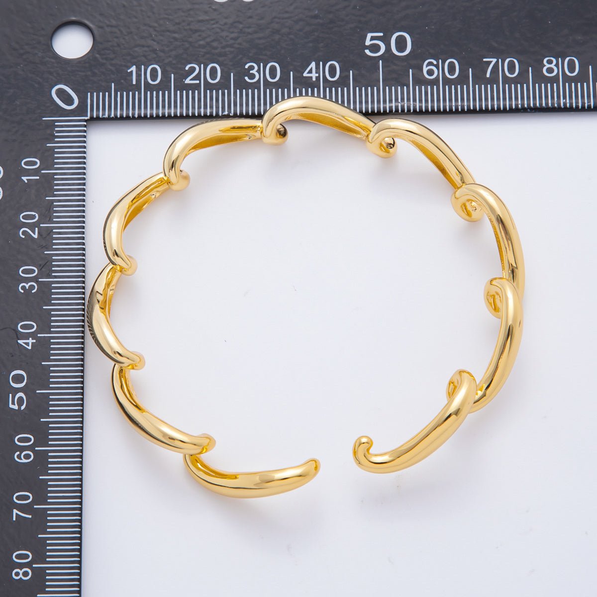 18K Gold Filled Sculptural Abstract Wave Cuff Bracelet in Gold &amp; Silver | WA-03461 WA-03462