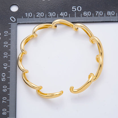 18K Gold Filled Sculptural Abstract Wave Cuff Bracelet in Gold &amp; Silver | WA-03461 WA-03462