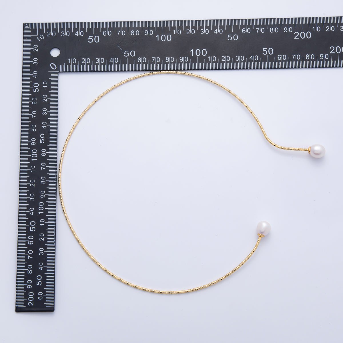 18K Gold Filled Shell Pearl Drop Geometric Edged Collar Necklace | WA-03999