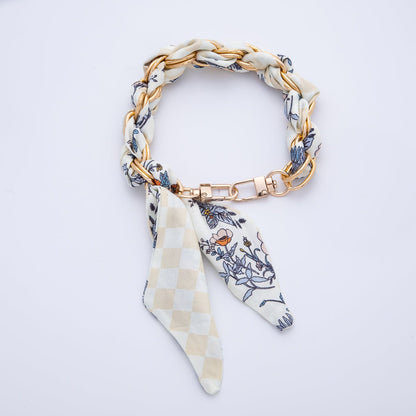18K Gold Filled Silk Textile Knot Bag Charm Bracelet Keychain Accessories | WB-00156 - WB-00169