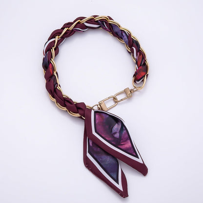 18K Gold Filled Silk Textile Knot Bag Charm Bracelet Keychain Accessories | WB-00156 - WB-00169