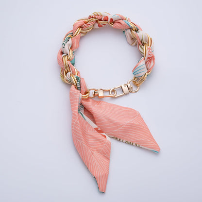 18K Gold Filled Silk Textile Knot Bag Charm Bracelet Keychain Accessories | WB-00156 - WB-00169