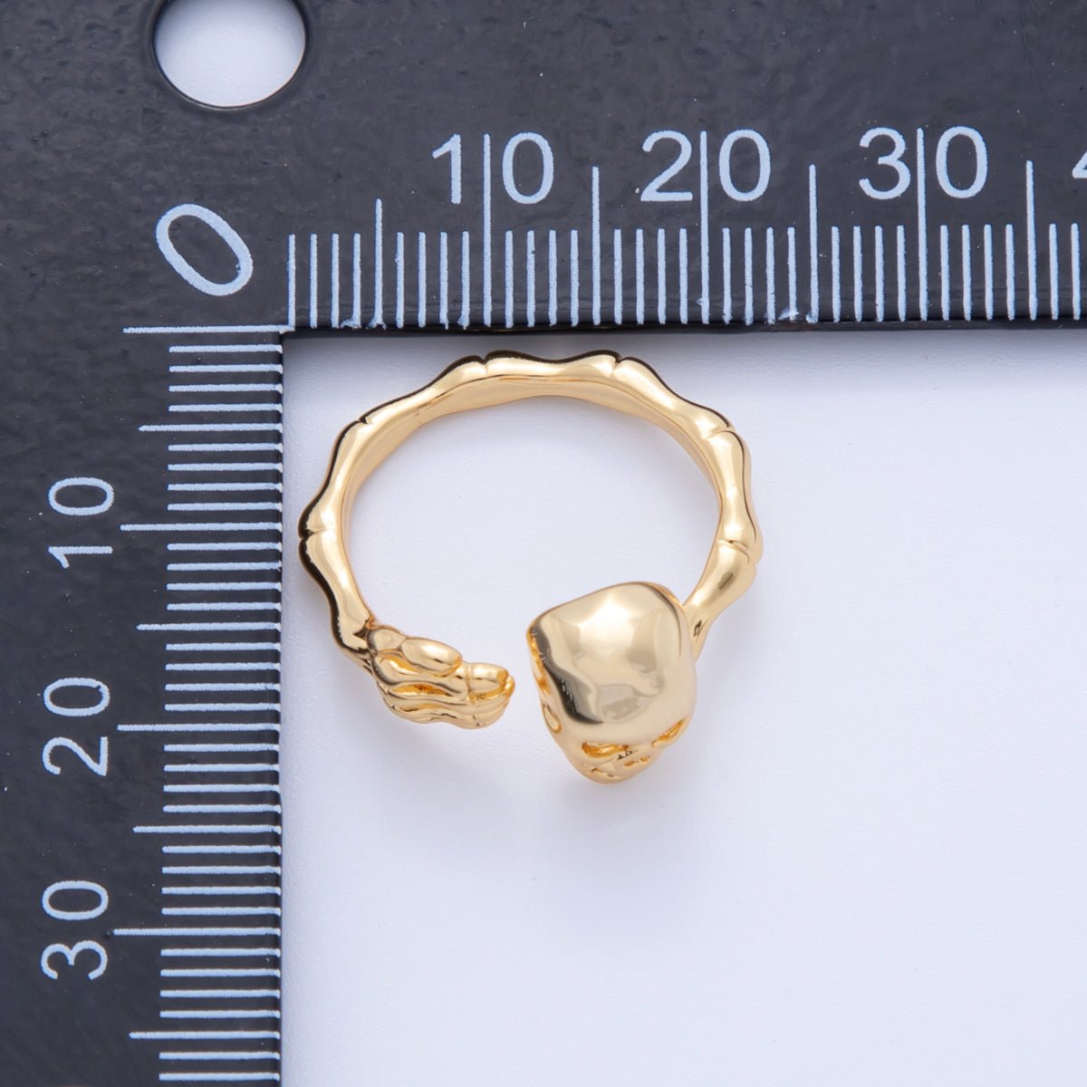 18K Gold Filled Skeleton Skull Head Molten Claw Wrap Ring | O1752
